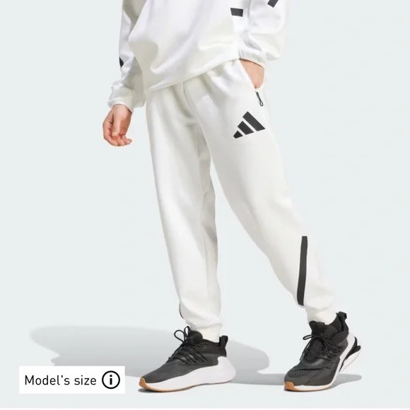 NEW Adidas White Joggers with Black Logo - Picture 5 of 7